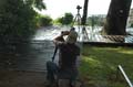 a photographer in pine garden